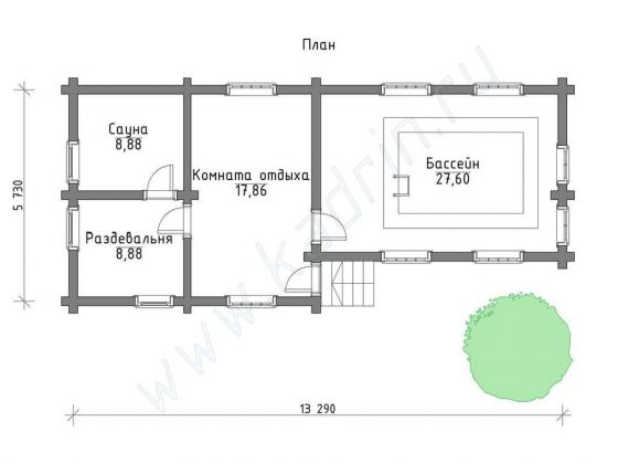 Базовые планировки Баня из клееного бруса Баден 1