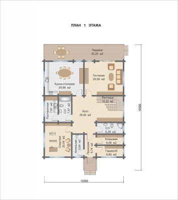 Базовые планировки Дом из клееного бруса Милан 1
