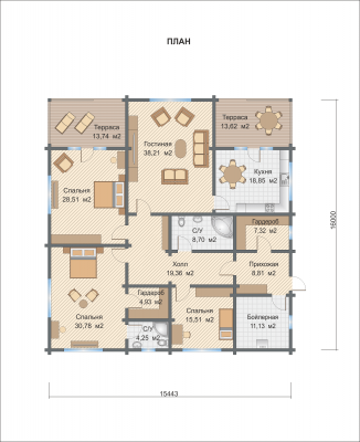 Базовые планировки Дом из клееного бруса Штутгарт 1