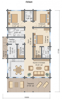 Базовые планировки Дом из клееного бруса Тироль 1