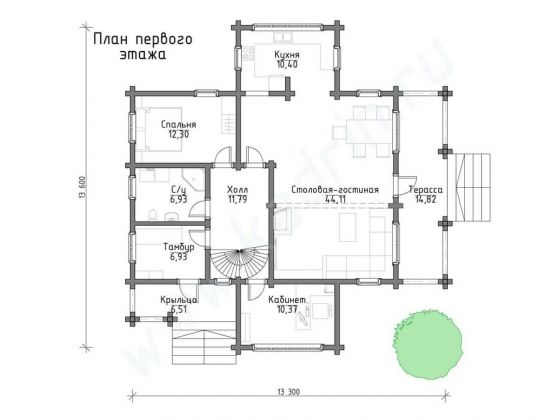 Базовые планировки Дом из клееного бруса Харлинген 1