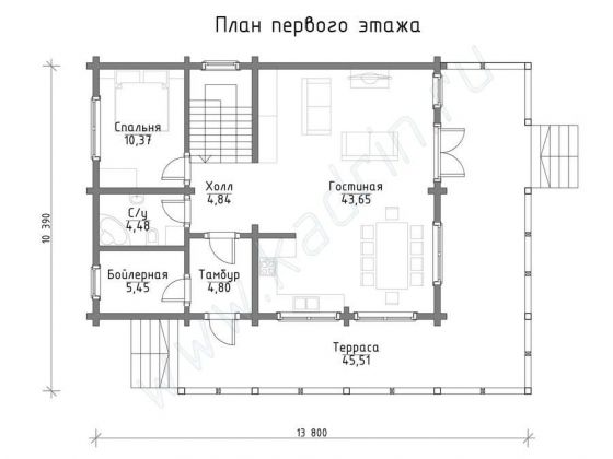 Базовые планировки Дом из клееного бруса Капль 1